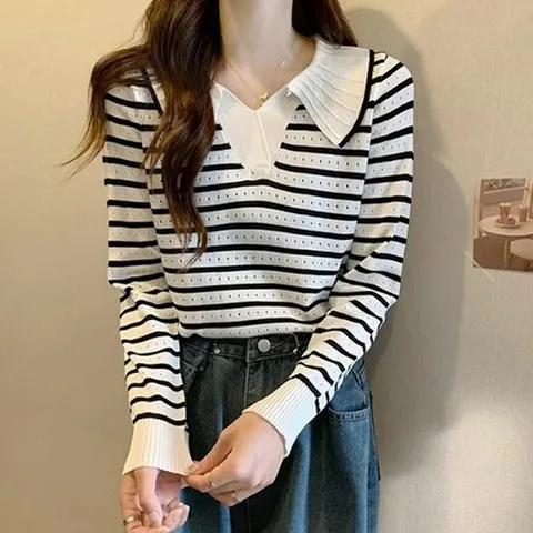 봄 브이넥 가을 여성니트 터틀넥 루즈핏 정장 티셔츠 (HJJ-WFFX8V4)