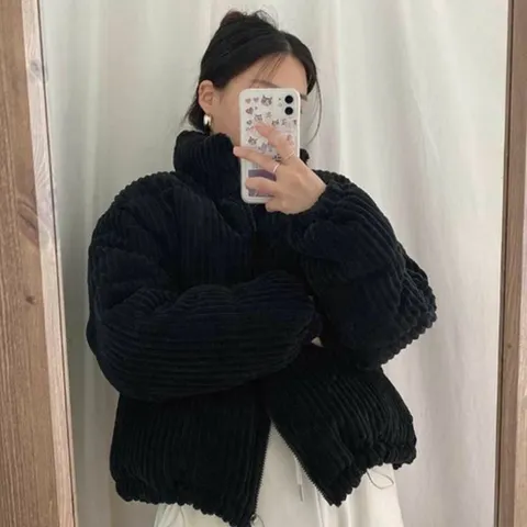 여자 데일리 숏 패딩 코디 무지 코듀로이 (HJJ-WFFT4OM)