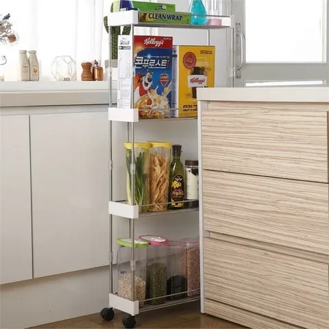 [라일리] Rly 주방정리 높이조절 트롤리 간식과자선반 4단