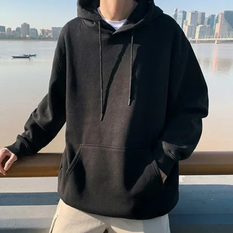 [더블디] 후드티셔츠 무지긴팔 기모안감 커플 IS-TS02