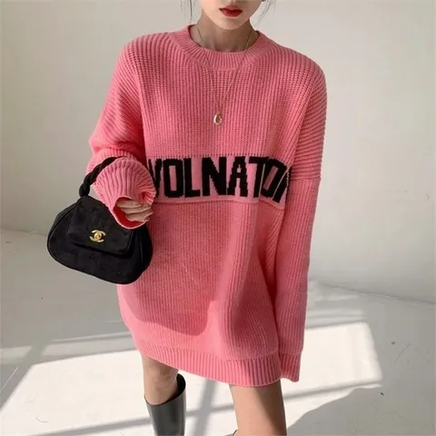 [오노마] ONM 빅사이즈 간절기 니트 티 셔츠 데일리 스웨터 핫핑크