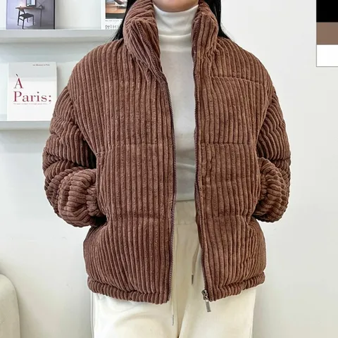 하이넥코듀로이숏 디자인 웨어 데이트 깔끔한 패딩 점 (HJJ-WC25939)