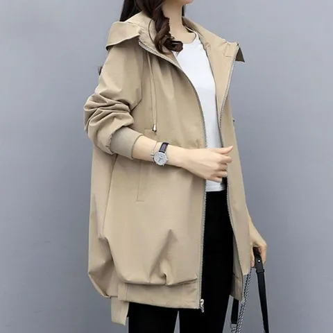 여성 간절기 후드 트렌치 집업 자켓 데일리 패션 점퍼 (HJJ-WBE2F5E)