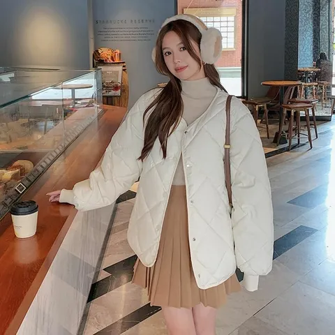 빅사이즈 노카라 누빔 숏 패딩 LLO117 (HJJ-WD30885)