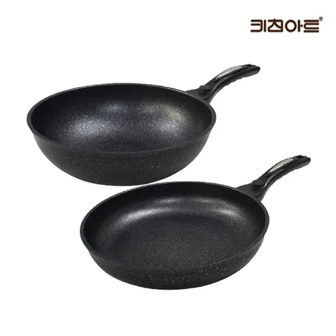 키친아트 첼로 마블코팅 후라이팬세트 2종C (후28+궁28)