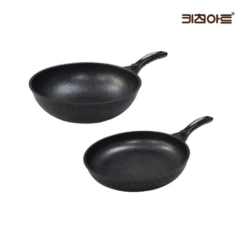 키친아트 첼로 마블코팅 후라이팬세트 2종B (후26+궁26)