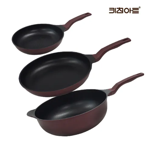 키친아트 금상첨화 티타늄코팅 IH 인덕션가능 후라이팬세트 3종C(후24+32+궁32)