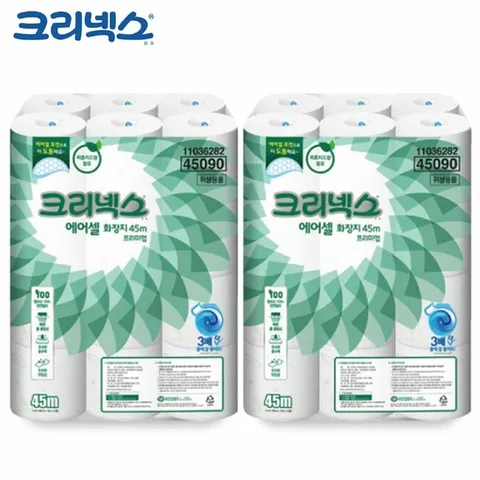 두루마리 물에 녹는 프리미엄 에어셀 45m24롤x2개 (HJJ-WD8094F)