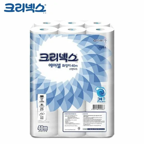 크리넥스 두루마리 화장지 물에 녹는 에어셀 40m 24롤 (HJJ-WFFYCC8)