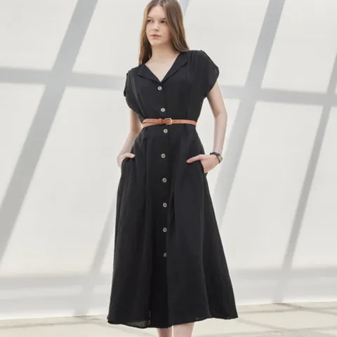 (리안뉴욕) 공식 벨트포인트 버튼 원피스