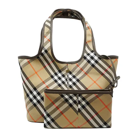 버버리 스몰 체크 토트백 샌드 8094685