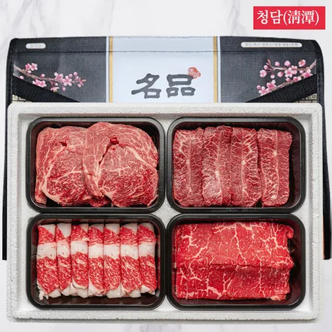 [청담]투뿔명작6호선물세트1.6Kg(꽃등심400g부채살400g차돌박이400g불고기400g)