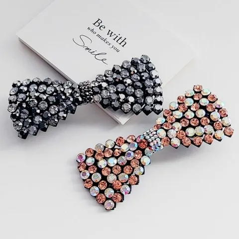 [리본크림]보석빛나 리본큐빅 집게핀 / 머리핀 2color