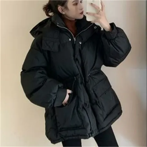 [오노마] ONM 캐주얼 데일리 하프 후드 패딩 허리스트링 점퍼