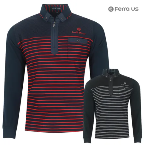 페라어스 남성 스트라이프 스판 골프 긴팔셔츠 CTAJ2041F2