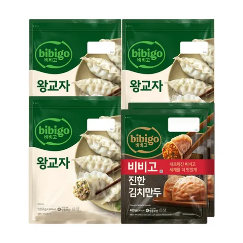 (온라인) [CJ] 비비고 왕교자 1.05kg x3봉 + 진한김치만두 400g x2봉