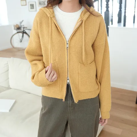 투웨이 하찌 후드 니트 집업