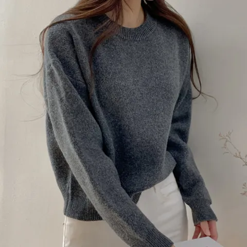 (반해써) 캐시울10% 데일리 라운드 파스텔 울 니트 T_YW1024