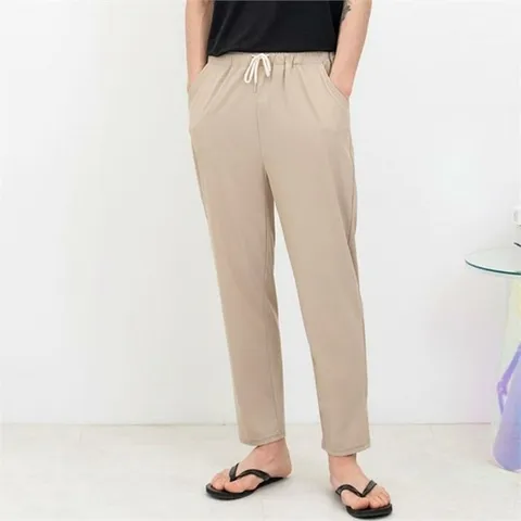 [라일리] Rly 남성 여름철 시원한 소재 허리밴딩 일자핏 바지