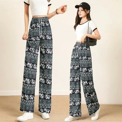 [오노마] ONM 여자 코끼리 바지 시원한 여름 통바지 밴딩 일자 팬츠