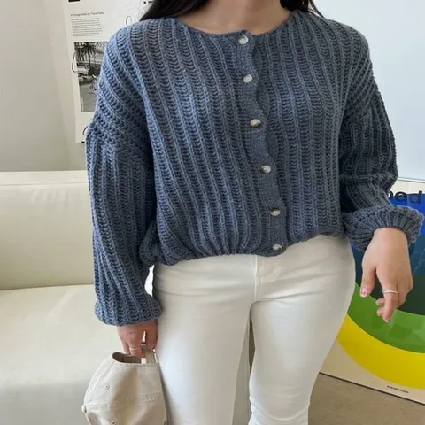 [오노마] ONM 캐시미어가디건 벌룬 7컬러 여자니트가디건 오버핏
