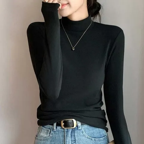 [오노마] ONM 반폴라 긴팔티셔츠 슬림핏 출근룩 간절기 무지 티셔츠