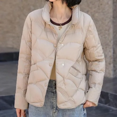 [라일리] Rly 여성 경량패딩 오리털 누빔 숏패딩 점퍼 덕다운 카라