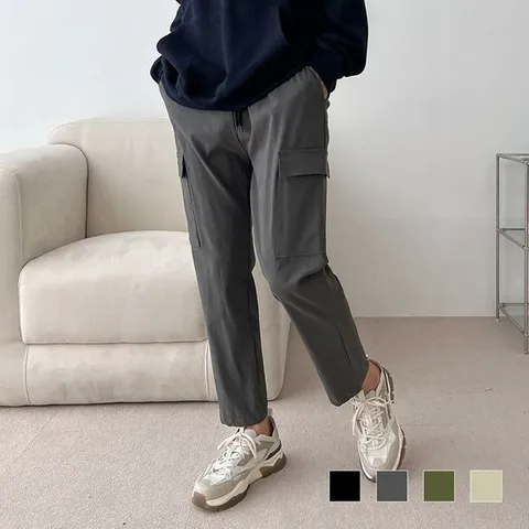 [라일리] Rly 올데이 액티브 조거 스판 카고 일자 바지