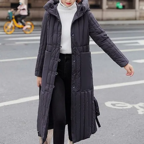[오노마] ONM 누빔 퀄팅 롱 후드 패딩 리본 원피스 코트 패딩 블랙