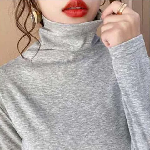 [오노마] ONM 여자 기본 스판 면 폴라 티셔츠 반목 하프 터틀넥