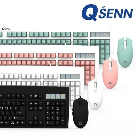 [라일리] Rly 민트 유선 화이트 USB 키보드 핑크 블랙 마우스세트