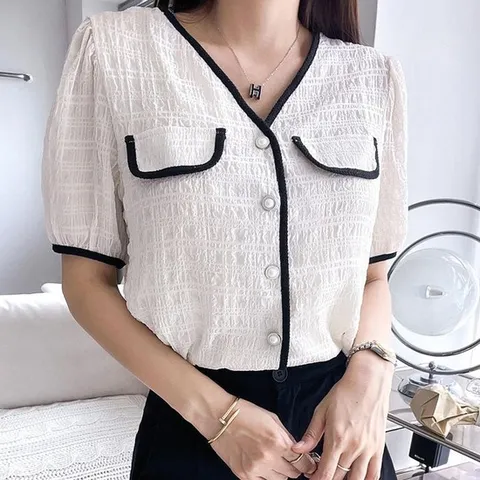 [오노마] ONM 블랙 라인 가디건 블라우스