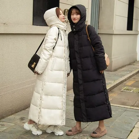 [오노마] ONM 옆 똑딱 겨울 점퍼 여자 후드 롱패딩