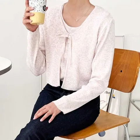 [오노마] ONM 크롭나시 노단추 니트가디건 세트 잔골지 은은한펄