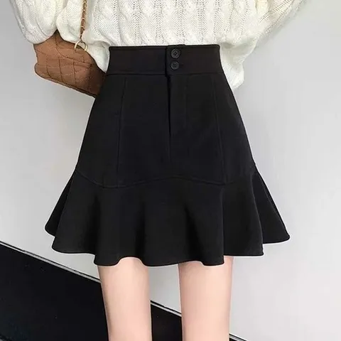 [오노마] ONM 찰랑찰랑 투단추 봄여름 치마바지 밑단 물결라인