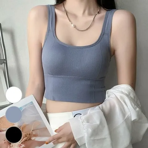 [오노마] ONM 스퀘어넥 캡내장 브라탑 크롭티 민소매 스포츠브라