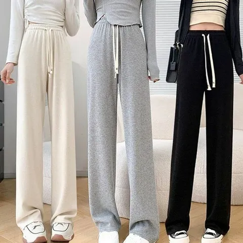 여자 캐주얼 홈웨어 트레이닝 밴딩 골지 바지 OCW-PTA-SWFGQPZE