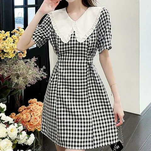 [오노마] ONM 프릴 화이트 빅카라 원피스 어깨 셔링 허리 스트링