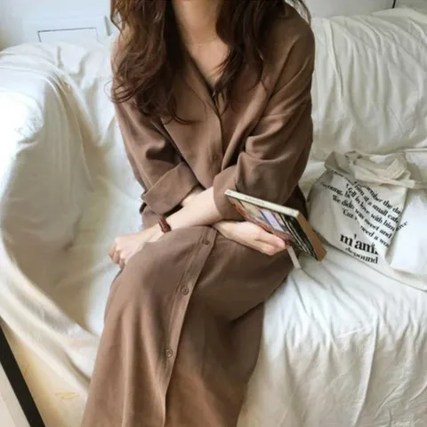[라일리의류] Rly 여자 하객 룩 결혼식 롱 원피스 코디 셔츠 카라 패션
