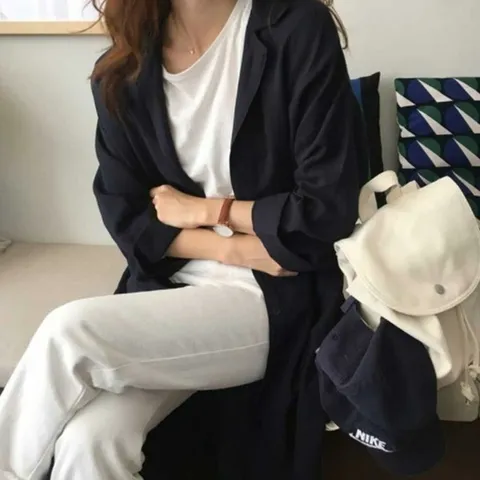 [라일리의류] Rly 여자 롱 셔츠 자켓 겸 원피스 코디 데일리 아우터