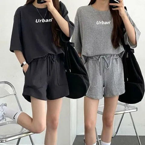 [라일리의류] Rly 여름 여성 편한 캐주얼 반팔 반바지 트레이닝 세트