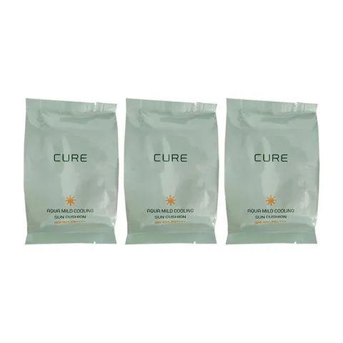 김정문알로에 큐어 아쿠아 마일드 쿨링 선쿠션 25g(리필, SPF50+) 3개 Ss