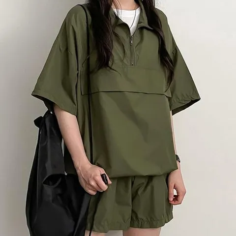 반집업 아노락 반팔 반바지 상하 세트 베이직 디자인