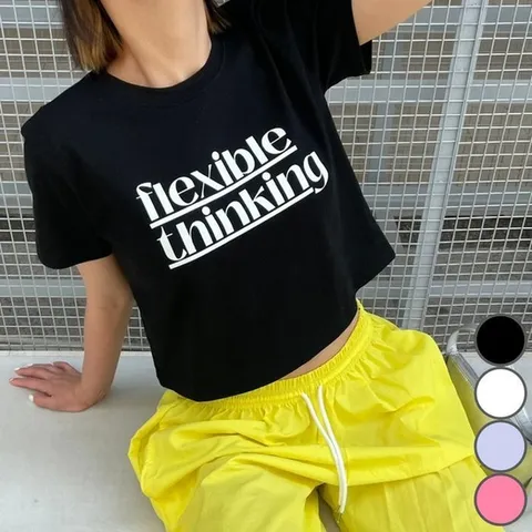 컬러 크롭 반팔티