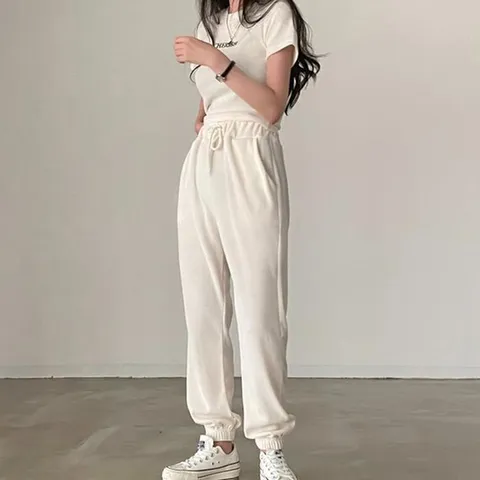 여성 캐주얼 반팔 긴바지 조거팬츠 세트 여름 츄리닝