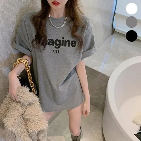 라운드넥 오버핏 베이직 캐주얼 루즈핏 반팔티셔츠