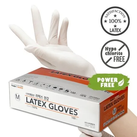 라텍스 장갑 6.4g 아이보리 L 100매 NAVI (WD7A248)