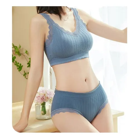 편한 예쓴 스판레이스 노와이어 브라렛 팬티 세트