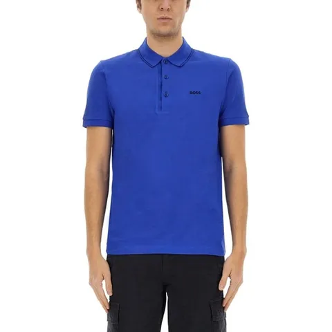 보스 남성 블루 반팔 폴로 5050619510258215424 
