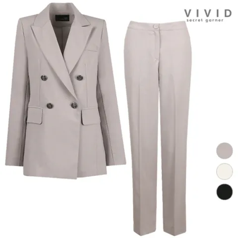 (비비드 시크릿가너) VIVID SET 여성 솔리드 봄여름 정장자켓 팬츠 세트